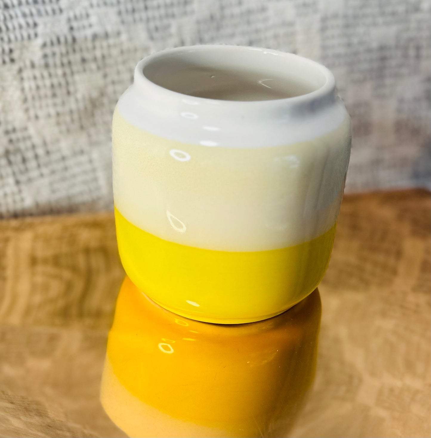 Large Ombre Yellow Ceramic Jar
